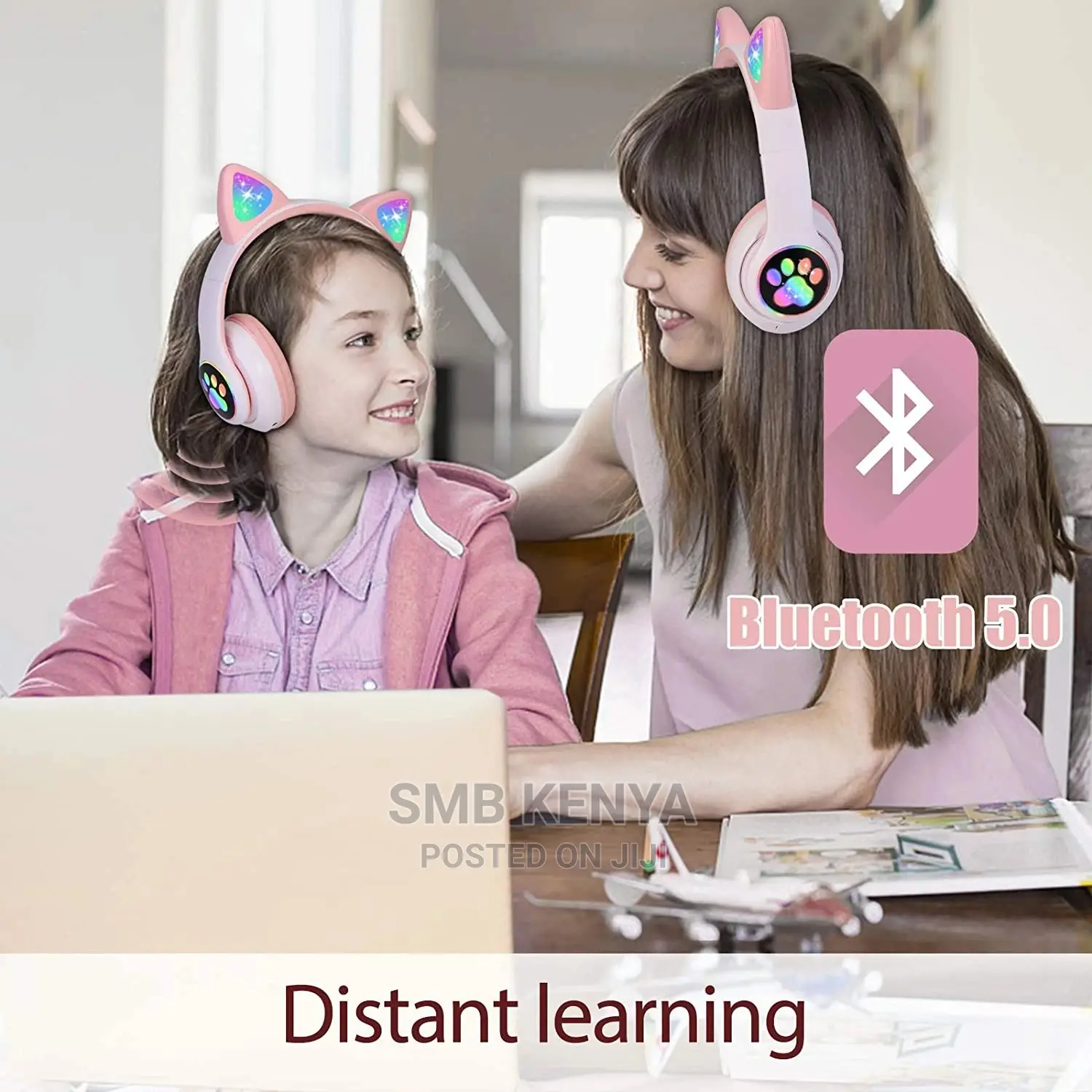 Wireless Headphones Cat Ear Led Light Up Bluetooth