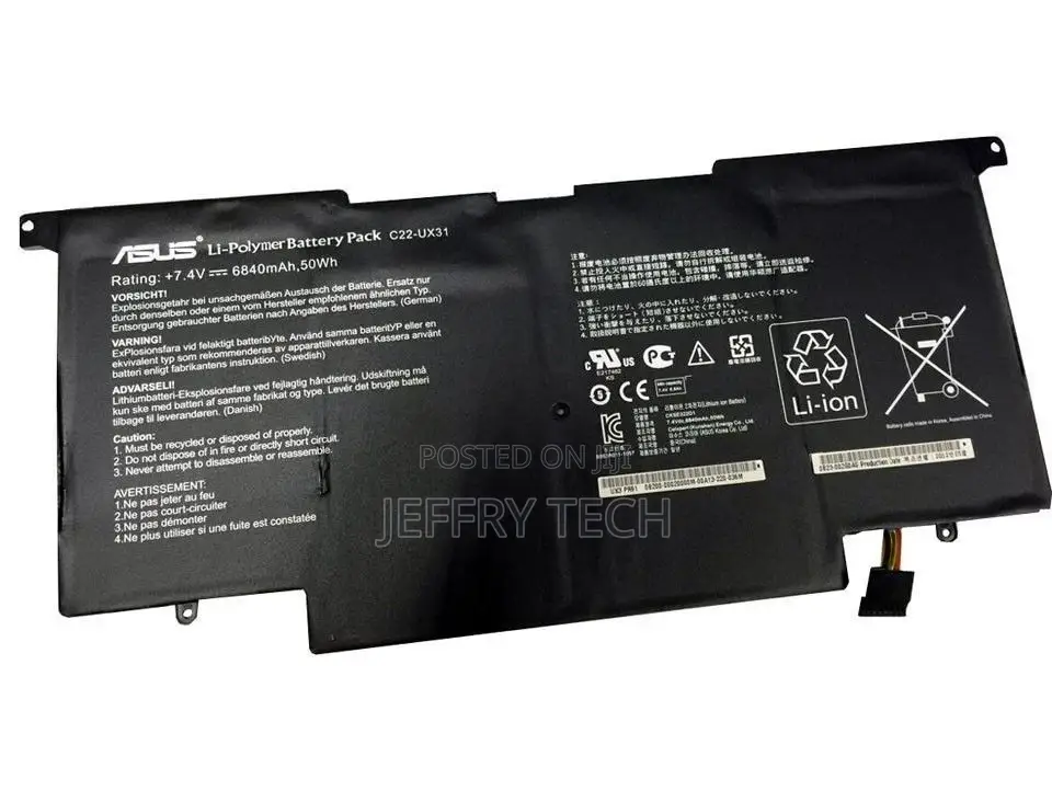 Battery 50wh for ASUS Zenbook Ux31 Ux31a Ux31e C22-Ux31 Ultr