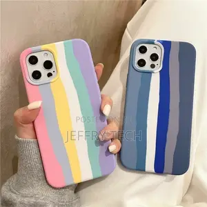 Rainbow Colors Soft Cute Silicone Liquid Phone Case Cover Fo