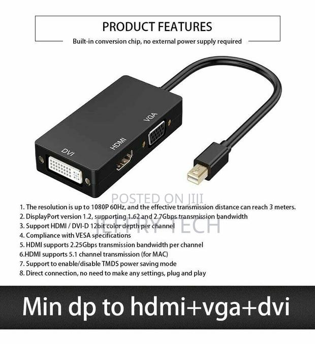 Thunderbolt Mini Display Port DP to HDMI DVI VGA Adapter Fit - thumbnail 3