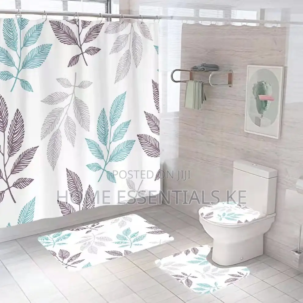 4 Pcs Bathroom Set
-3pcs Mats 180*180cm Shower Curtain