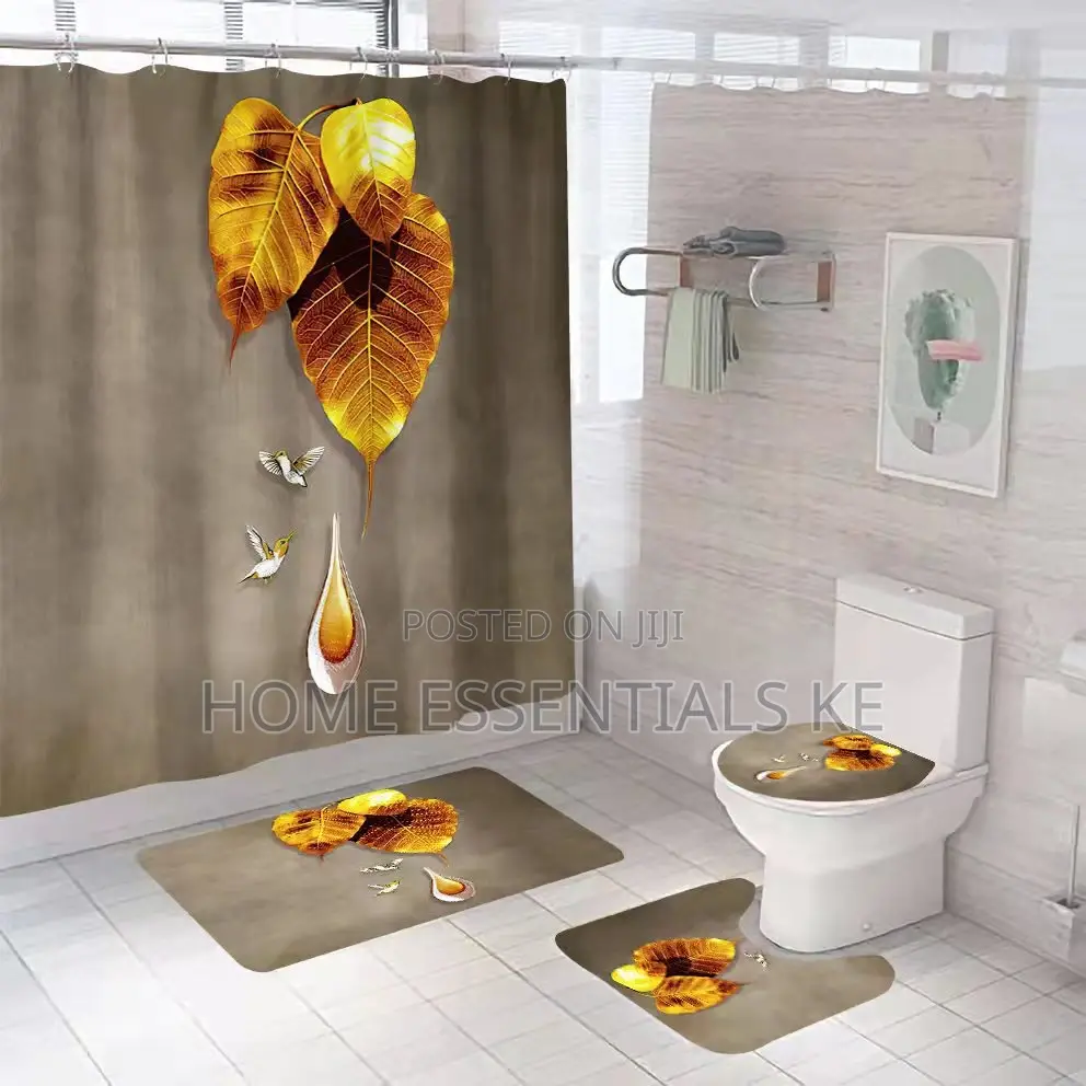 4 Pcs Bathroom Set
-3pcs Mats 180*180cm Shower Curtain