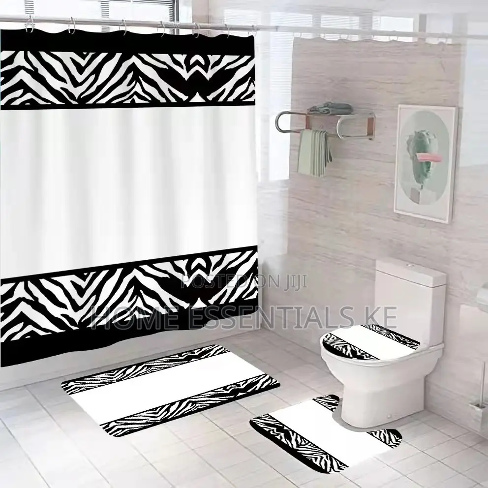 4 Pcs Bathroom Set
-3pcs Mats 180*180cm Shower Curtain
