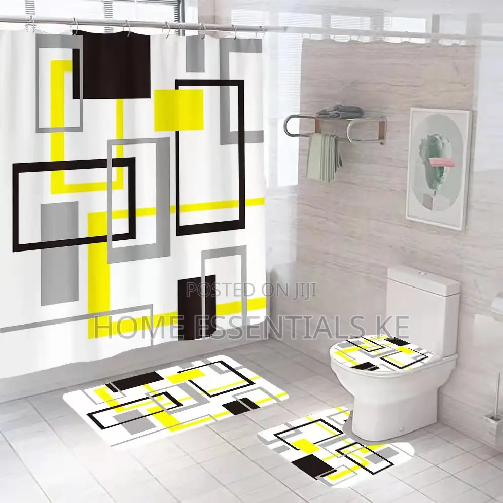 4 Pcs Bathroom Set
-3pcs Mats 180*180cm Shower Curtain