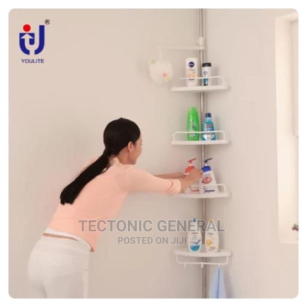 6 Tier Telescopic Plastic Bathroom Corner Shelf - thumbnail 2