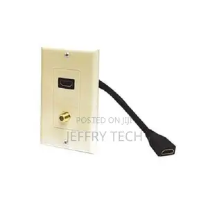 HDMI Wall Plate Pigtail F Jack Ivory Coaxial Gold Connector