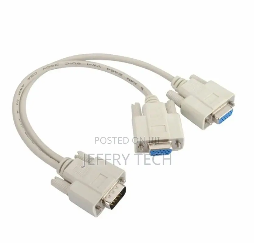 1 PC to 2 LCD TV Monitor Svga Y Splitter 2 Port Cable VGA Le