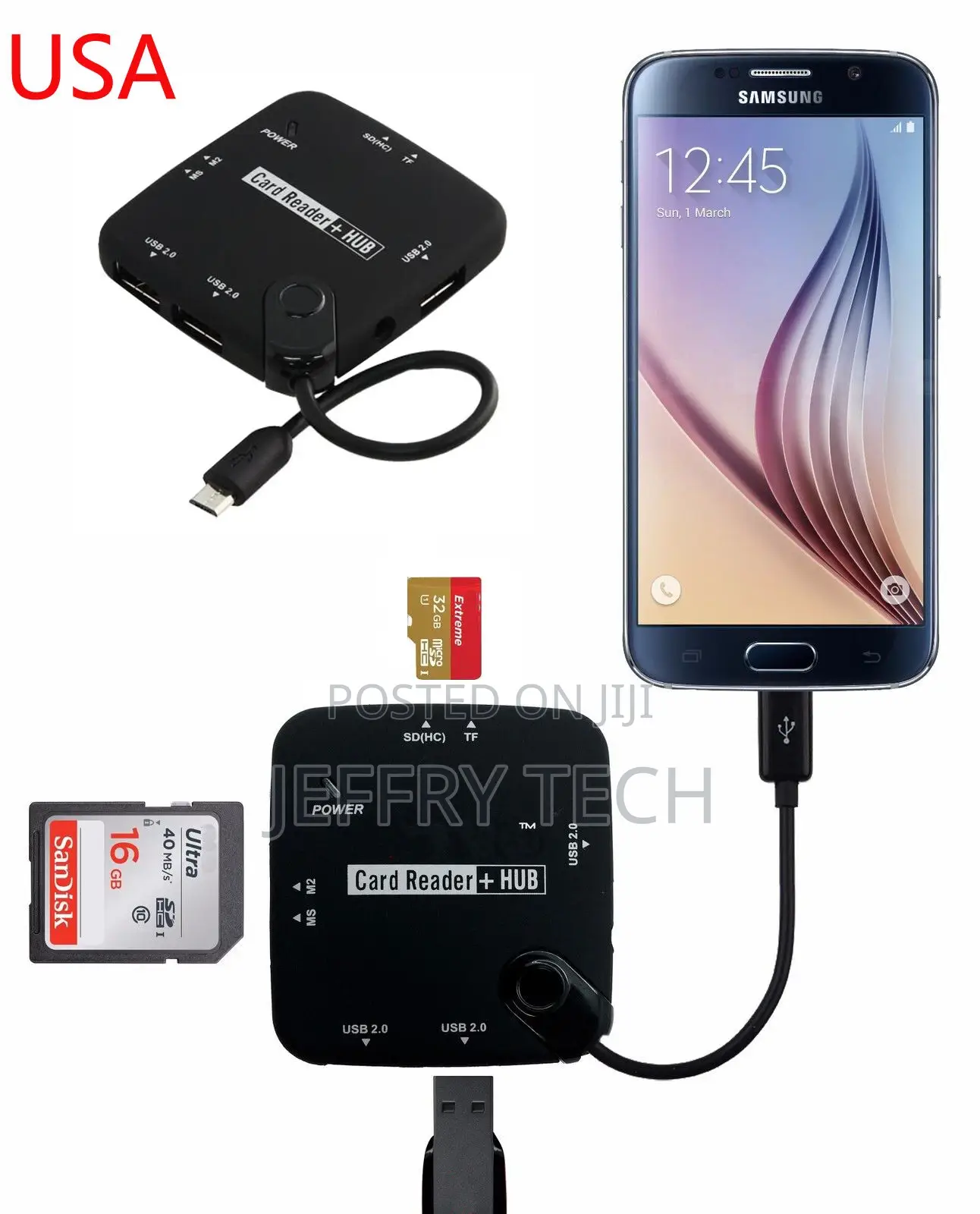 7in1 Micro USB OTG Adapter OTG Hub MS M2 SD TF Card Reader F