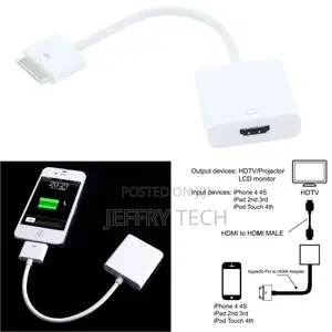 30 Pin Dock Connector to HDMI TV Adapter 1080P Cable Lead Fo