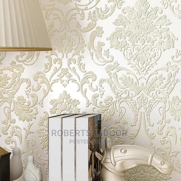 White Damask Wallpaper - main view