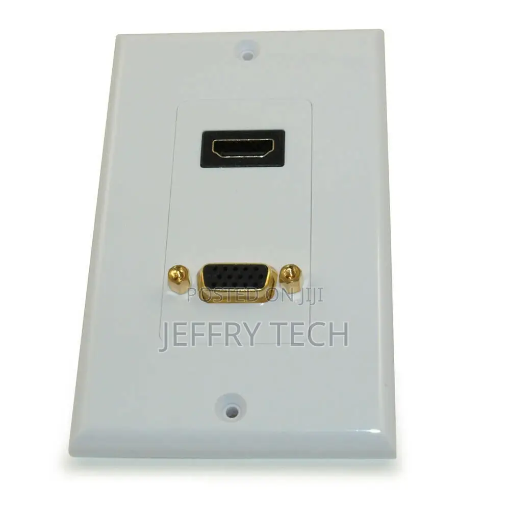 Wall Plate: HDMI VGA Female/Female 1 Port Gold Plated Whit