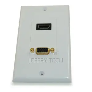 Wall Plate: HDMI VGA Female/Female 1 Port Gold Plated Whit