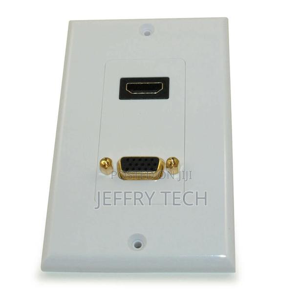 Wall Plate: HDMI VGA Female/Female 1 Port Gold Plated Whit