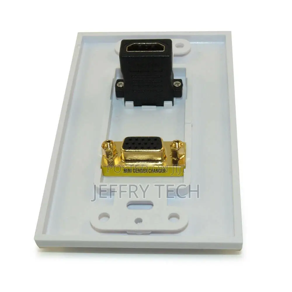 Wall Plate: HDMI VGA Female/Female 1 Port Gold Plated Whit