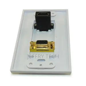 Wall Plate: HDMI VGA Female/Female 1 Port Gold Plated Whit