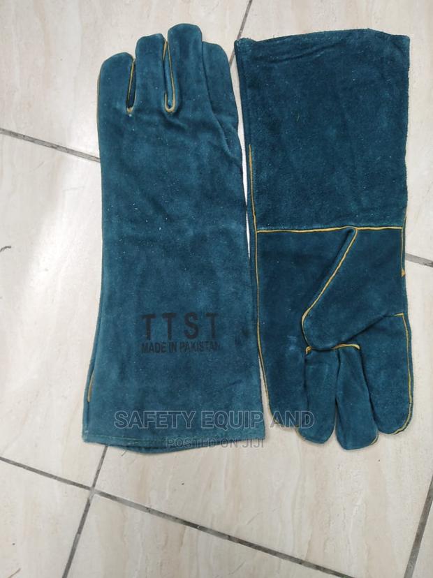 Long-Green Leather Gloves