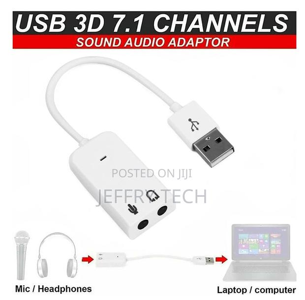 Usb Soundcard Virtual 7.1 Adapter 3d 3.5mm Jack External Mic - thumbnail 2