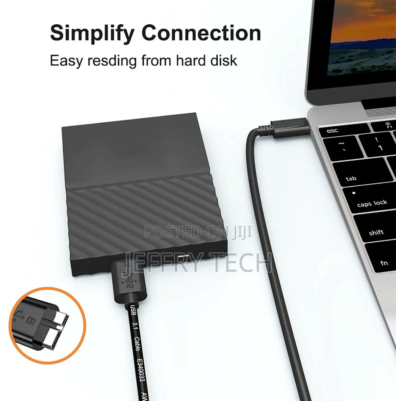 Usb Cable Type C Male to Micro Type B Male 3.1 5 Gbps 15cm