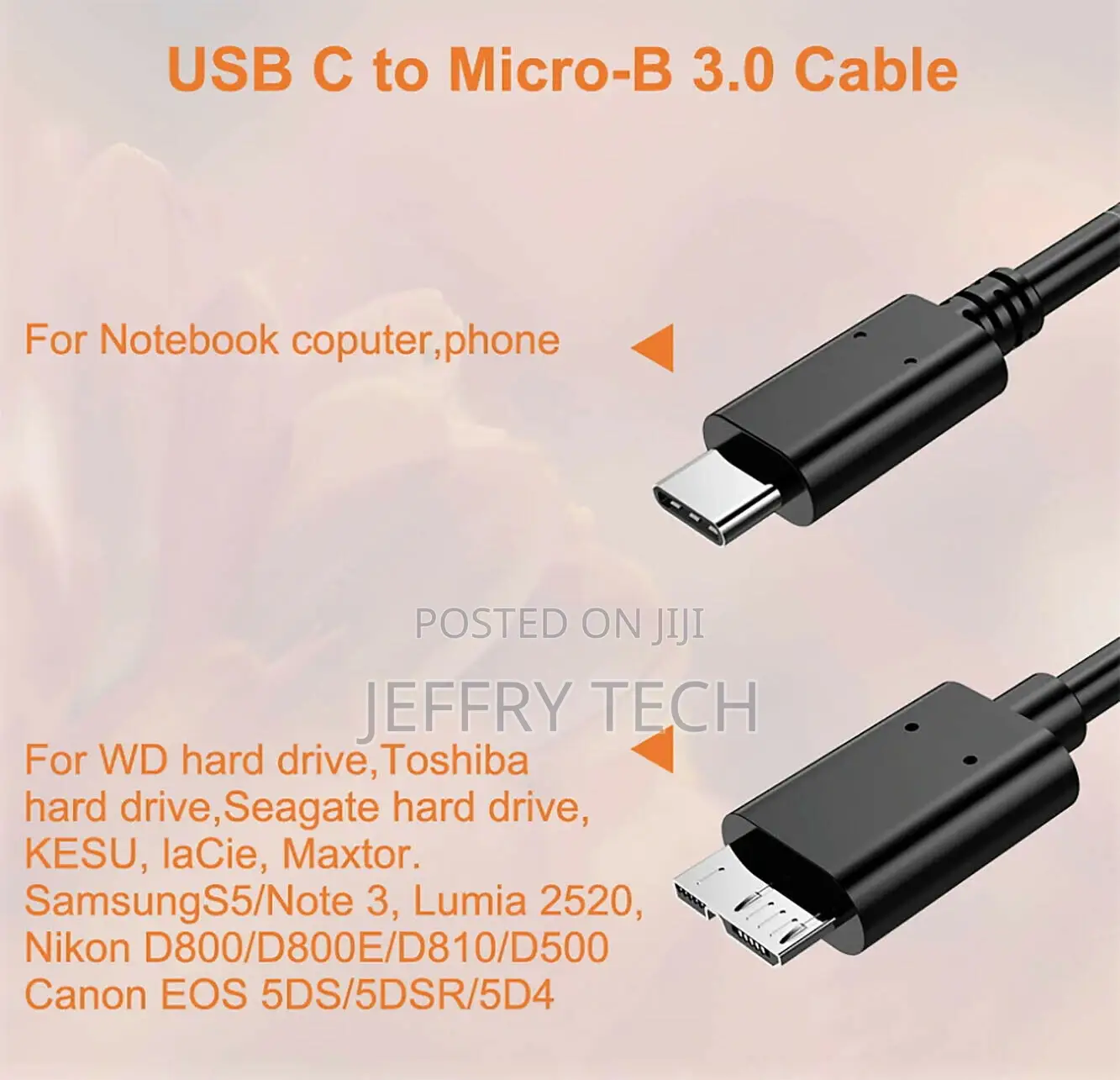 Usb Cable Type C Male to Micro Type B Male 3.1 5 Gbps 15cm