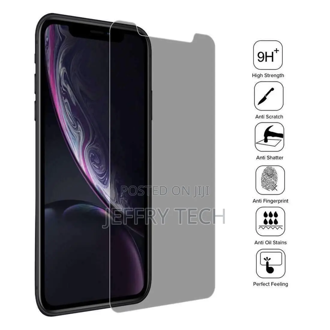 Privacy 3D Tempered Glass Film Screen for iPhone Xr
