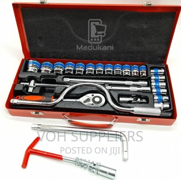 24PCS Half-Inch DR Socket Wrench Set With Extra L Handle - main view