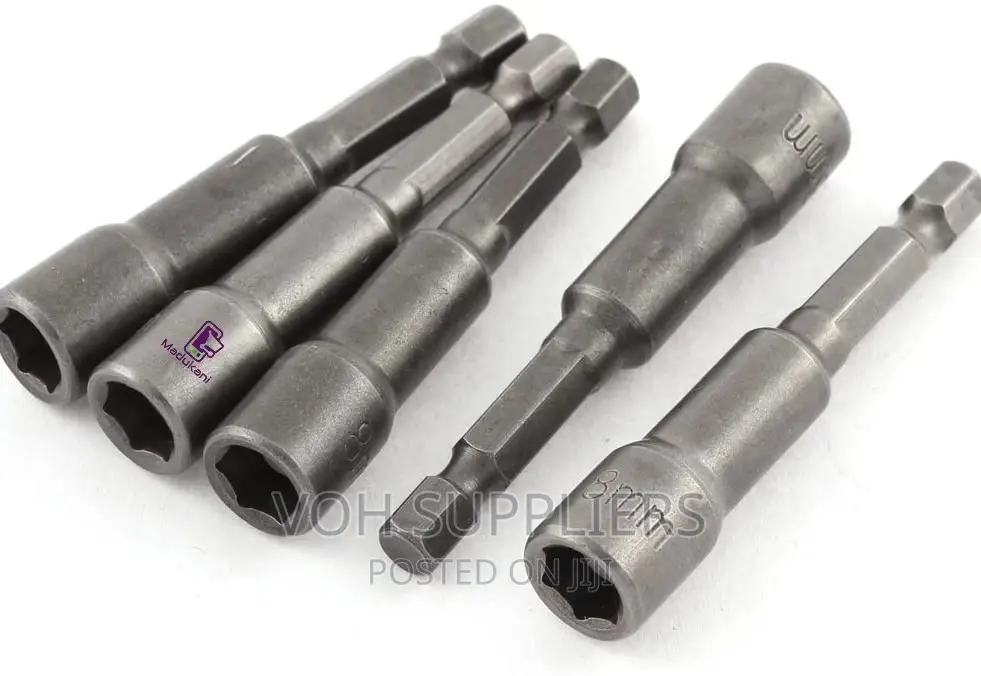 5 Pcs 6 Point Hex Socket Magnetic Nut Setter Driver Adapter