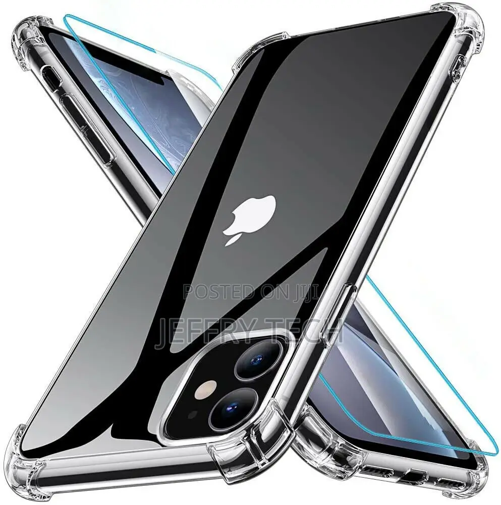 Clear Silicone Case Screen Protector for iPhone 13 11 12 X