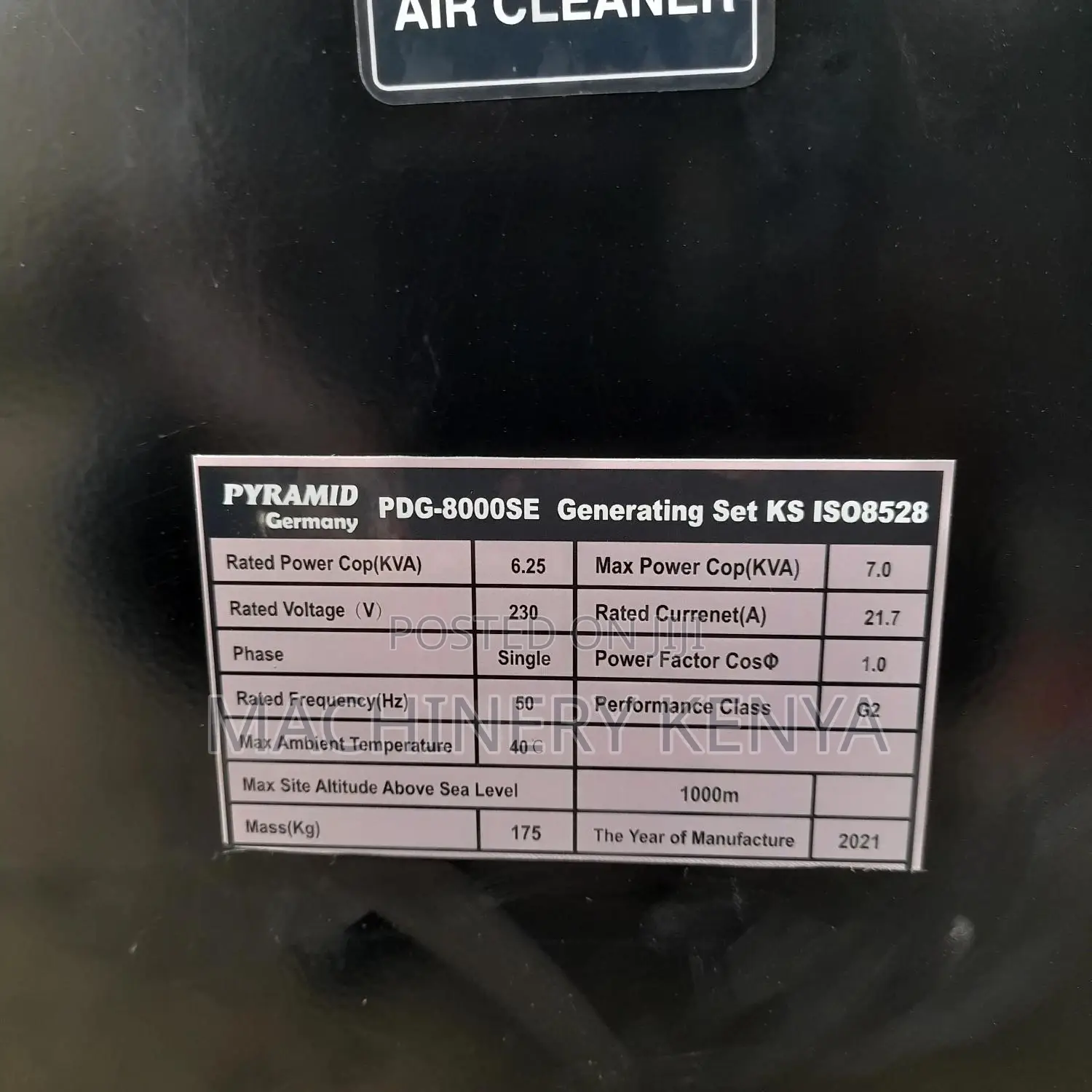 7kva Pyramid Diesel Powered Back Up Generator