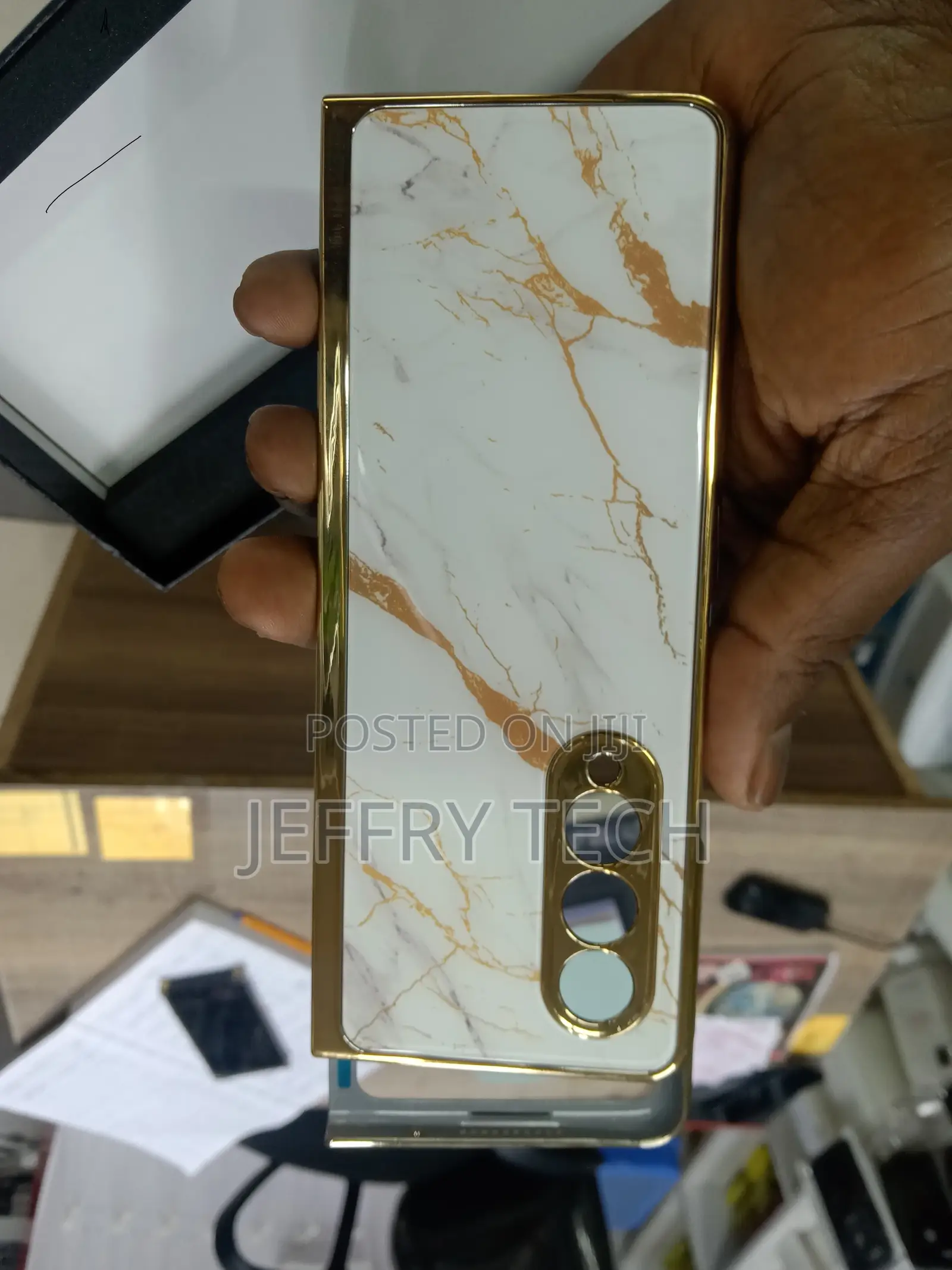 Marble Tempered Glass Case for Samsung Galaxy Z Fold 3 Case