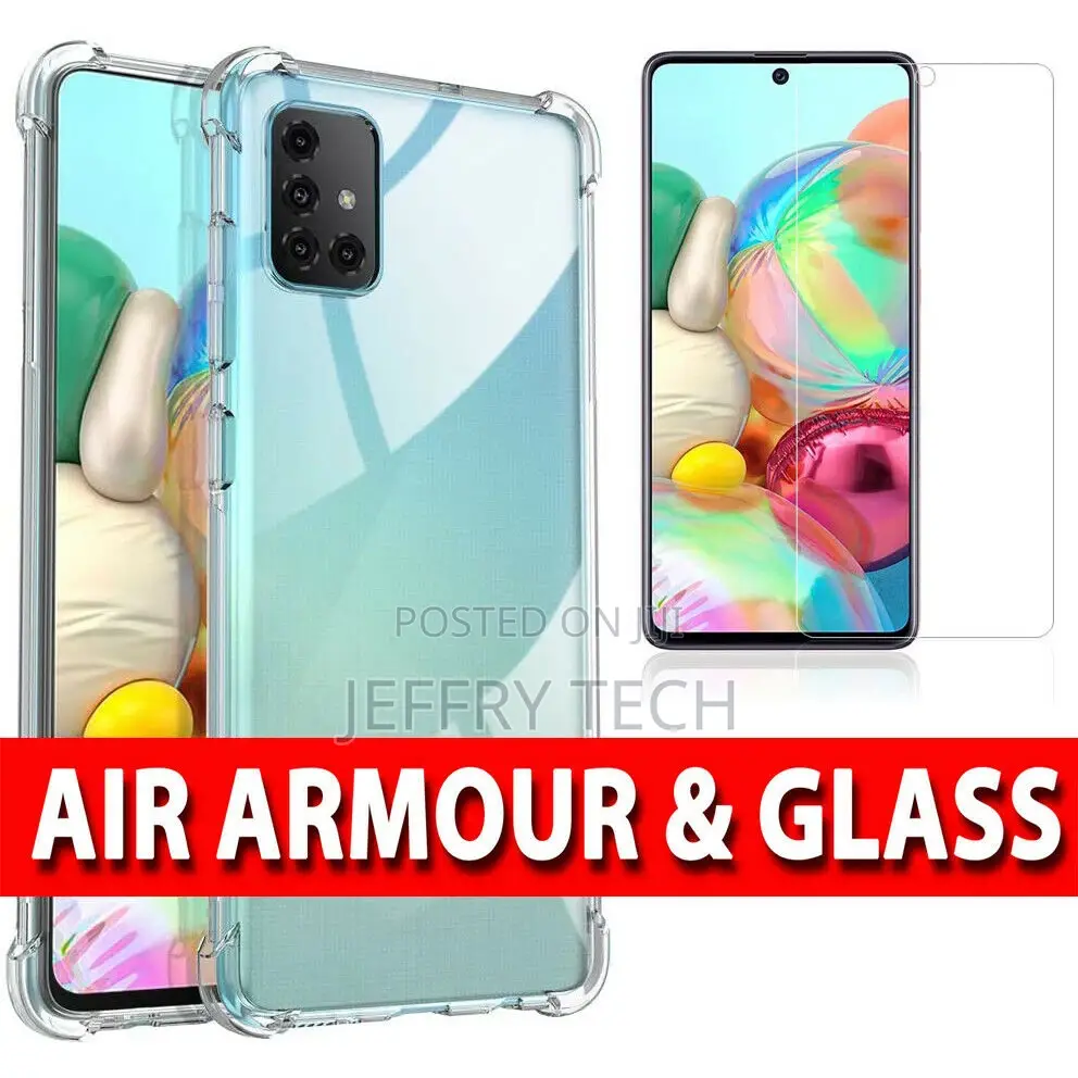 Samsung Galaxy A71 Case Clear Gel Cover Tempered Glass Scr