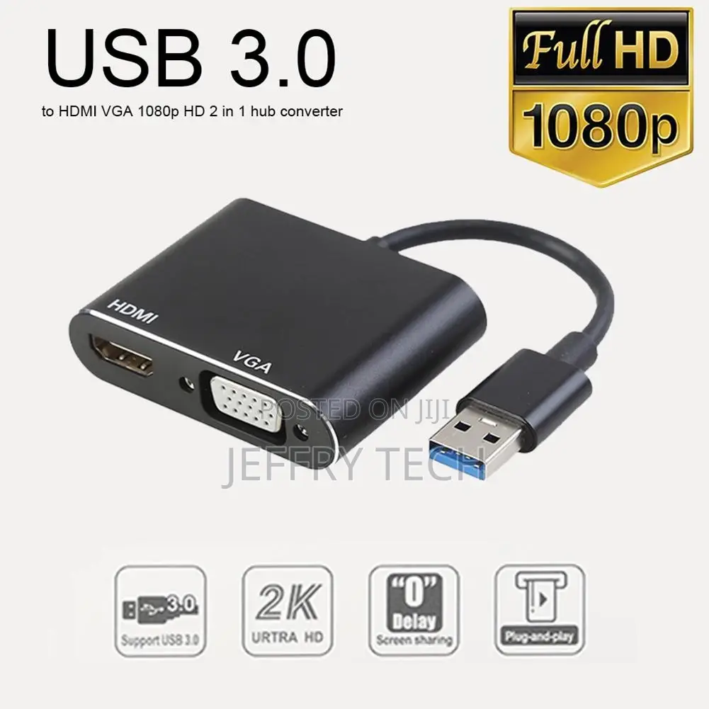 USB 3.0 to HDMI VGA 1080P Adapter Converter for Mac OS Windo