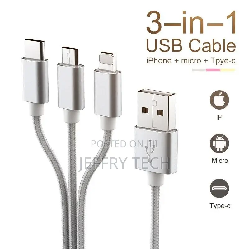 3 in 1 Type C 8pin Micro USB Cable for iPhone iPhone 8 X 7 6