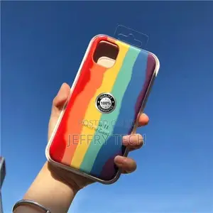 Rainbow Liquid Silicone Case for iPhone 12 13 11 Pro Max Min