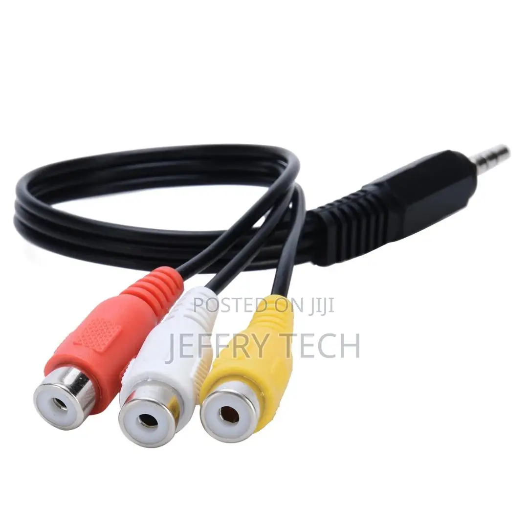 3.5mm Mini Aux Male Stereo Right to 3 RCA Female Audio Video