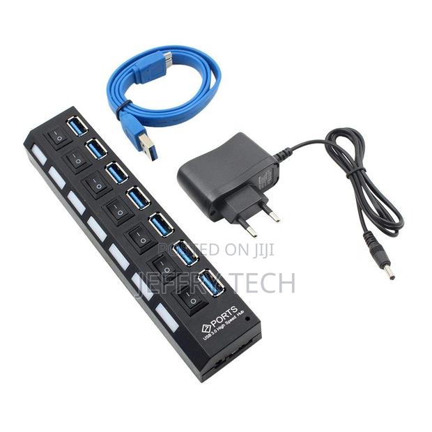 Compact USB 3.0 High Speed Hub With Separate 7-Ports With Po - main view