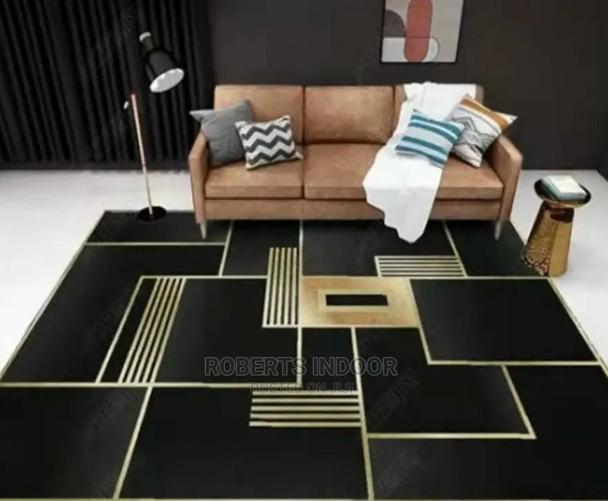Black and Gold Elegant House Carpet
