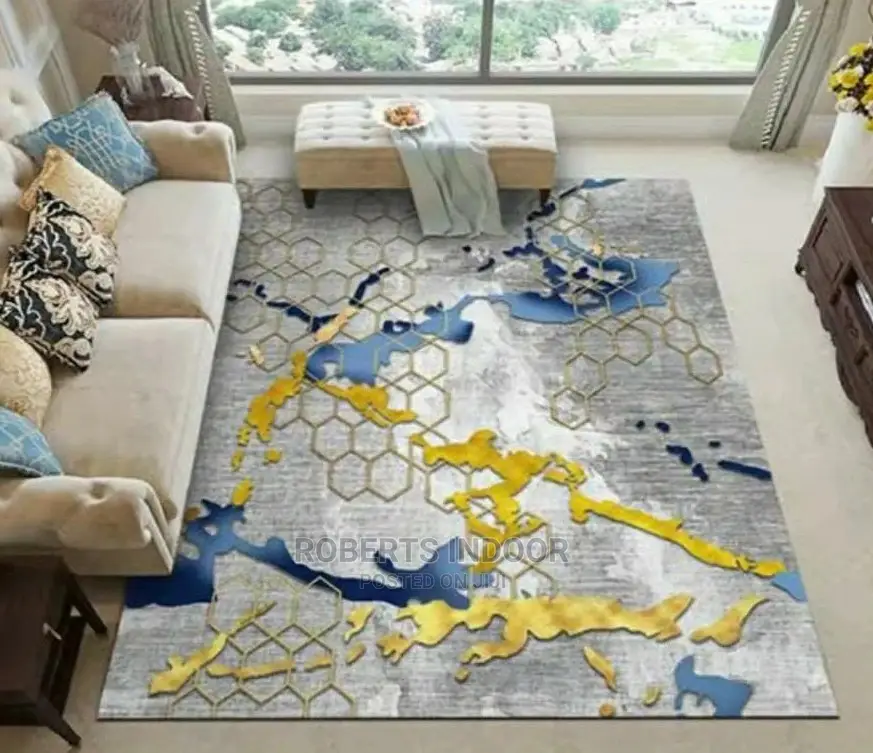 Blue and Grey 3d House Carpet