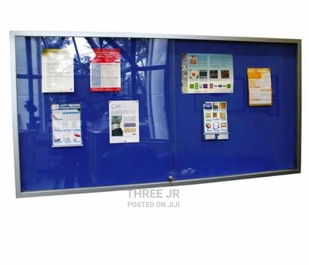 Wall Mounted Glass Sliding Noticeboard in Stock - main view