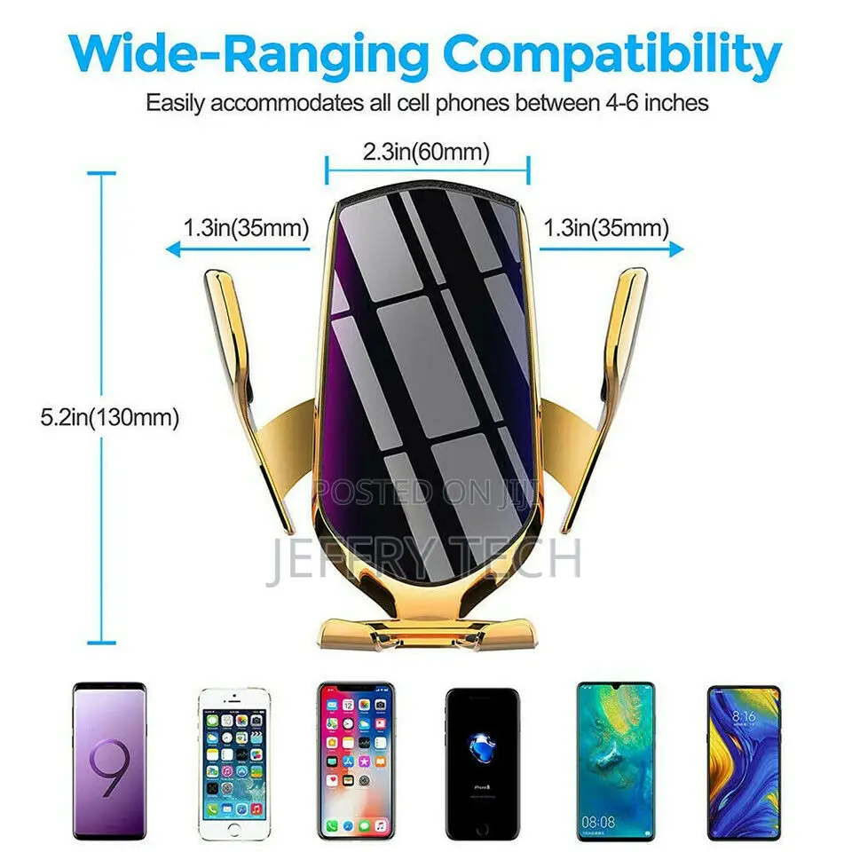 Car Mount Phone Holder Rack Qi Wireless Charger Automatic Cl