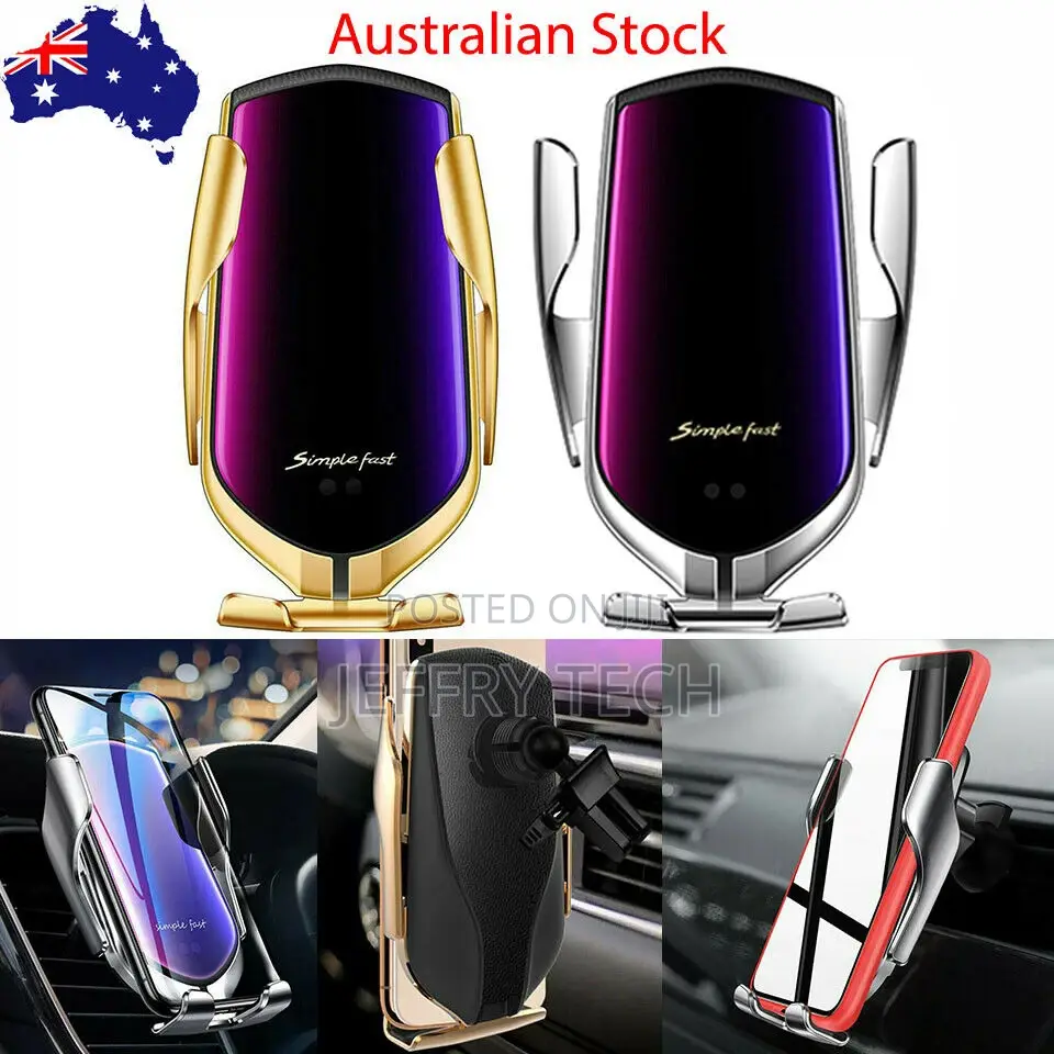 Car Mount Phone Holder Rack Qi Wireless Charger Automatic Cl