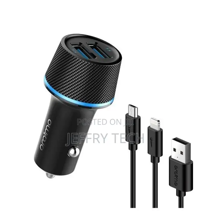Oraimo Highway Car Charger With 2-In-1 Lightning and Micro U