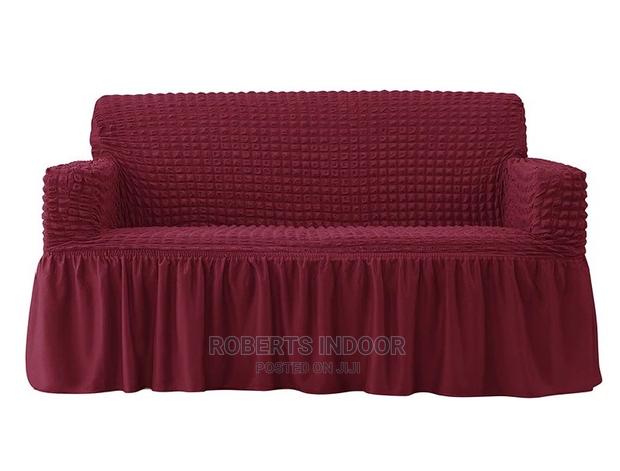 Maroon Turkish 5 Sitter Sofa Cover - main view