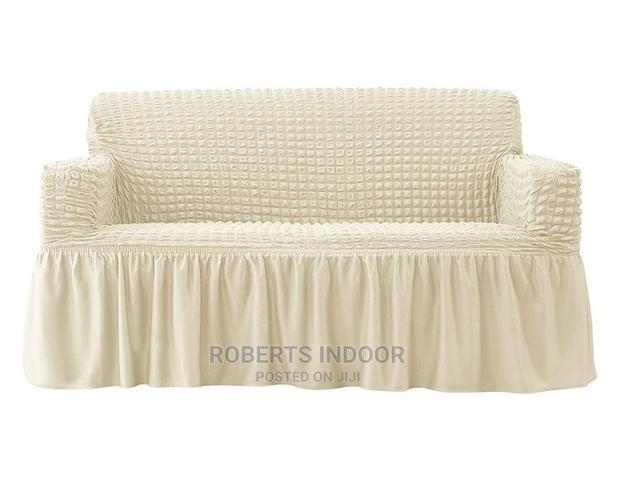 Cream White Turkish Elastic Sofa Cover - main view