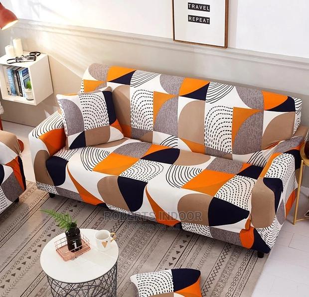 Printed Orange Elastoc Sofa Cover - main view