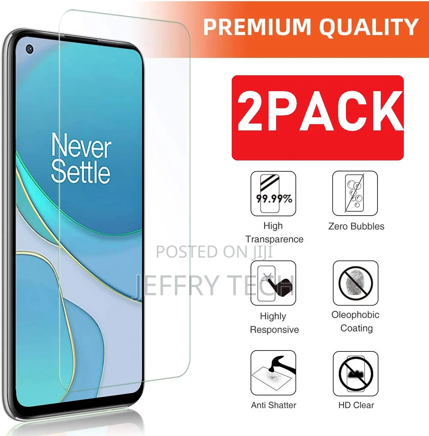 (2 Pack) Tempered Glass for Oneplus 8T Screen Protector Guar