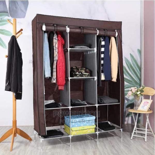 3 Column Mettalic Wardrobe -Brown - main view
