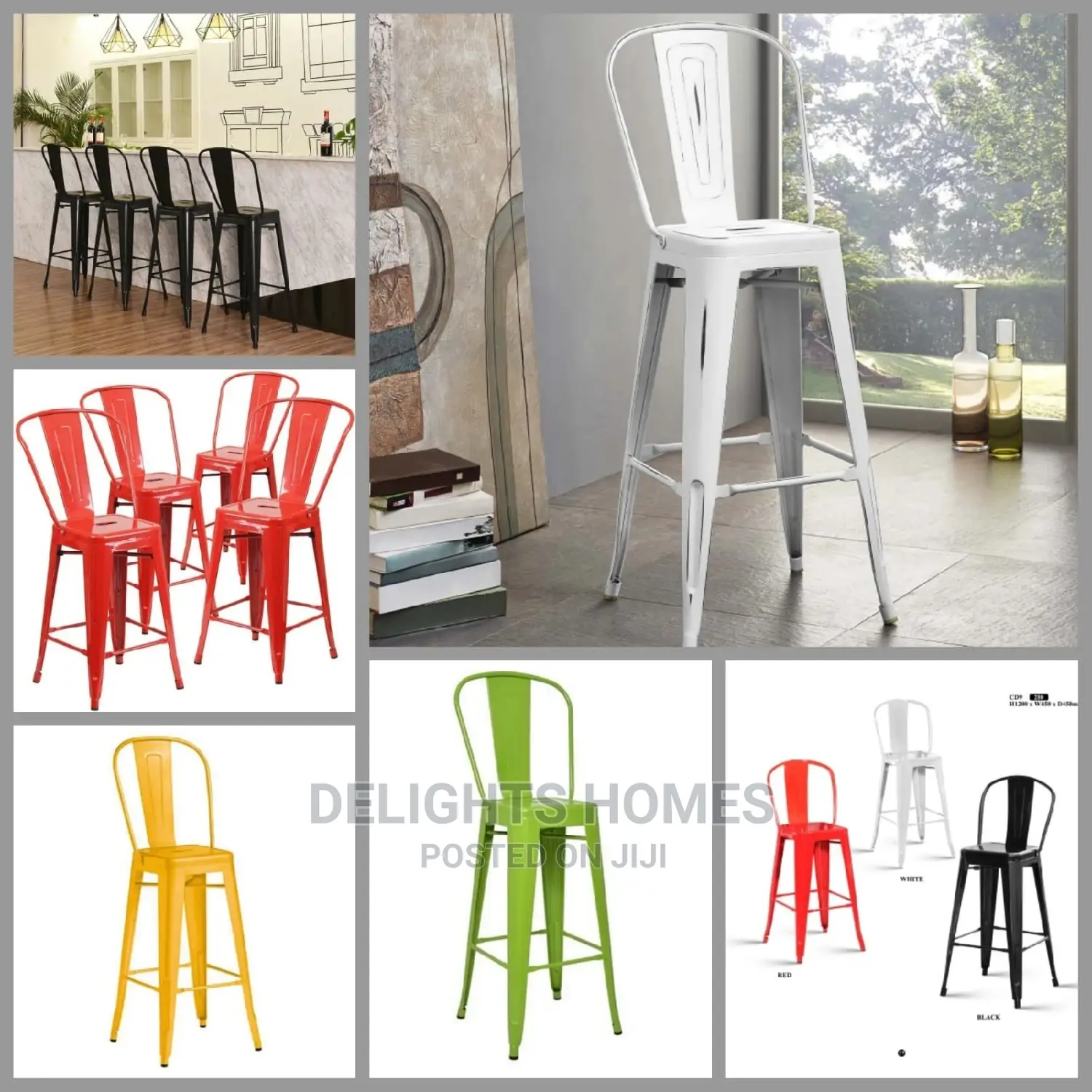 Strong Metallic Bistro High Back Stool With Back Rest