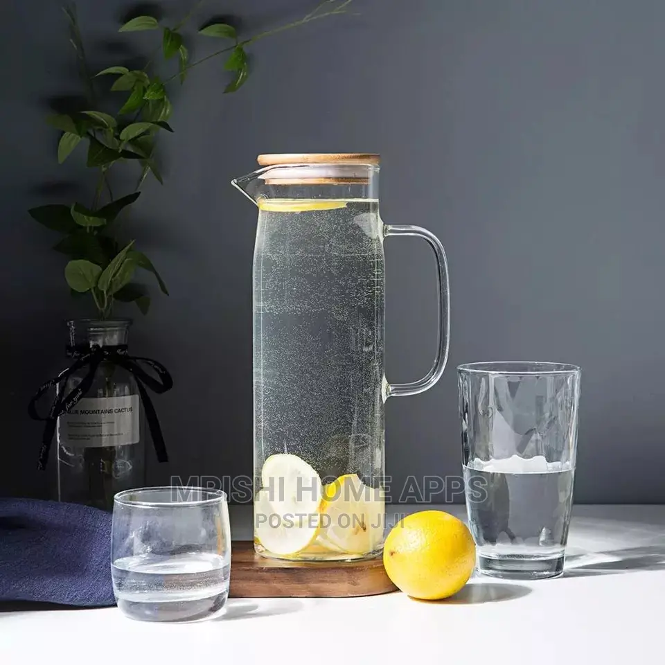 Glass Water Jug With Bamboo Lid