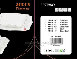 26pc Bestway Opal Dinner Set With Gold Rim