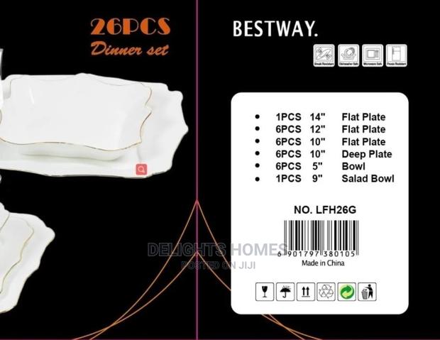 26pc Bestway Opal Dinner Set With Gold Rim - thumbnail 3